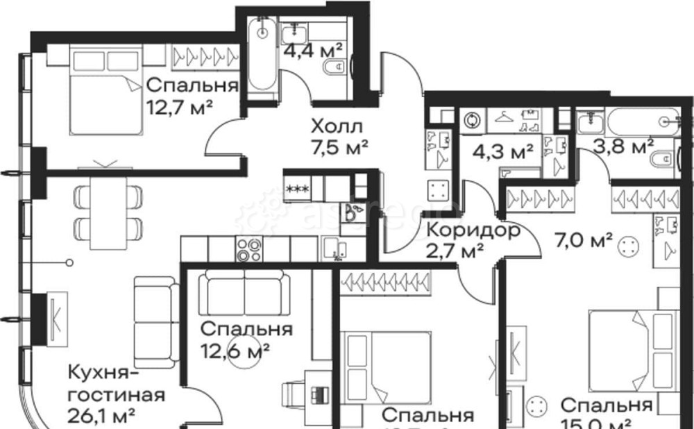 4-комн. квартира, 109.8 м2, 51/59 эт. Москва - изображение 1