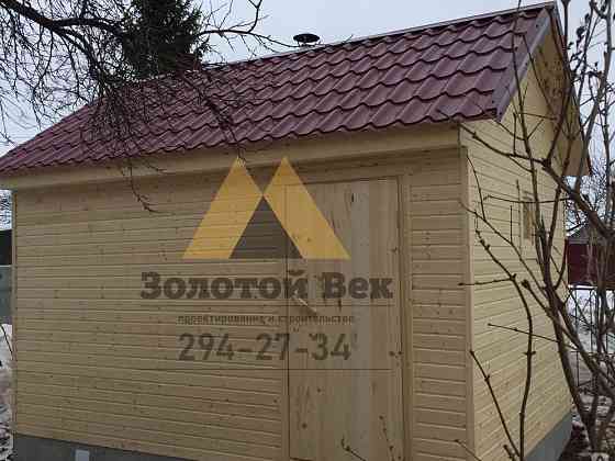 Каркасная баня 2.5х3.5 два отделения на свайном фундаменте Красноярск