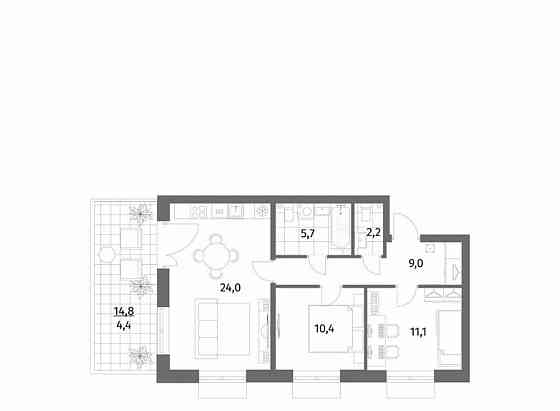 2-комн. квартира, 66.8 м2, 1/6 эт. Санкт-Петербург
