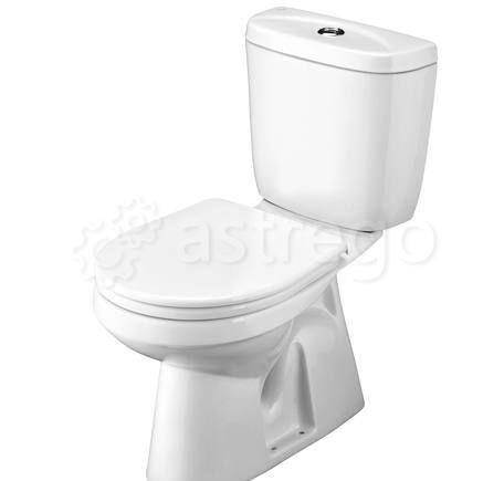 Унитаз-компакт С ВЫХОДОМ В ПОЛ (вертикально вниз) сиденье полипропилен, арматура для бачка в комплек Выборг - изображение 1