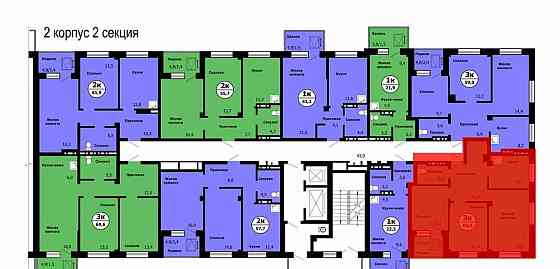 3-комн. квартира, 64.3 м2, 13/19 эт. Красноярск