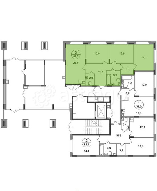 3-комн. квартира, 82 м2, 1/17 эт. Москва - изображение 3