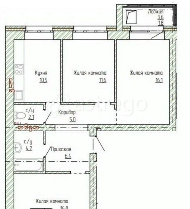 3-комн. квартира, 77.8 м2, 2/14 эт. Новоалтайск - изображение 1