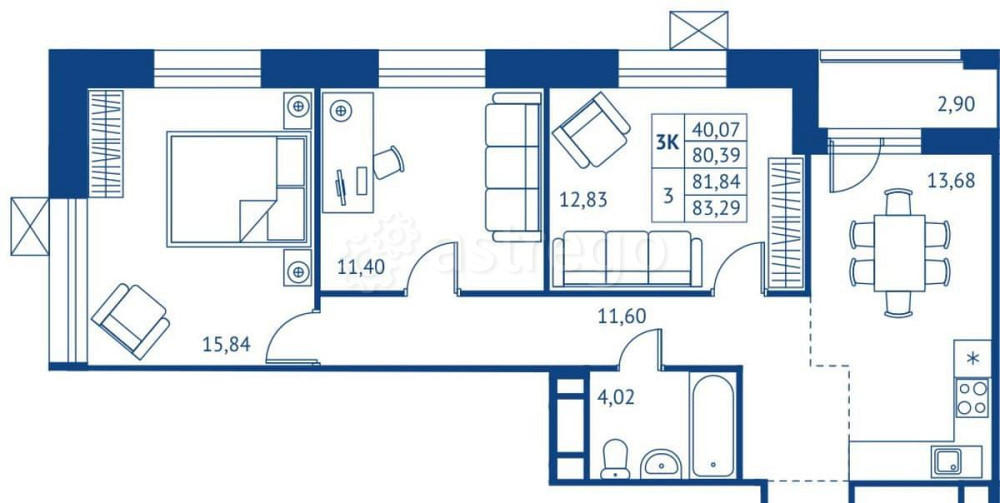3-комн. квартира, 80.39 м2, 12/22 эт. Королев - изображение 1