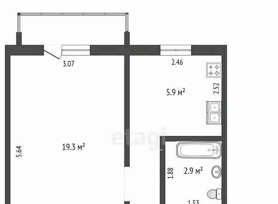 1-комн. квартира, 30.7 м2, 3/5 эт. Стерлитамак