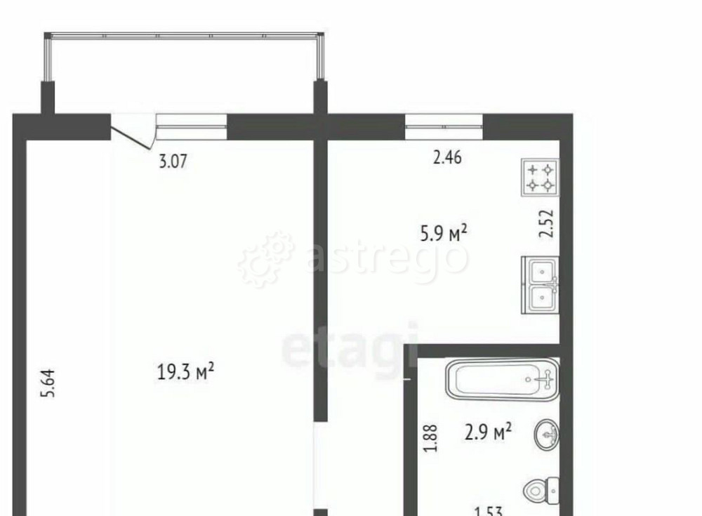 1-комн. квартира, 30.7 м2, 3/5 эт. Стерлитамак - изображение 5
