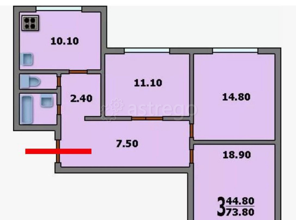 3-комн. квартира, 75 м2, 8/14 эт. Королев - изображение 4