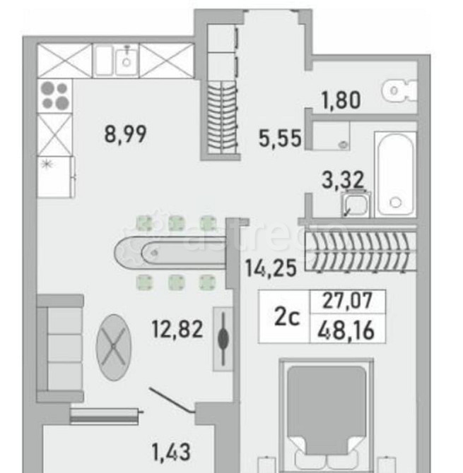 2-комн. квартира, 48 м2, 10/25 эт. Уфа - изображение 2