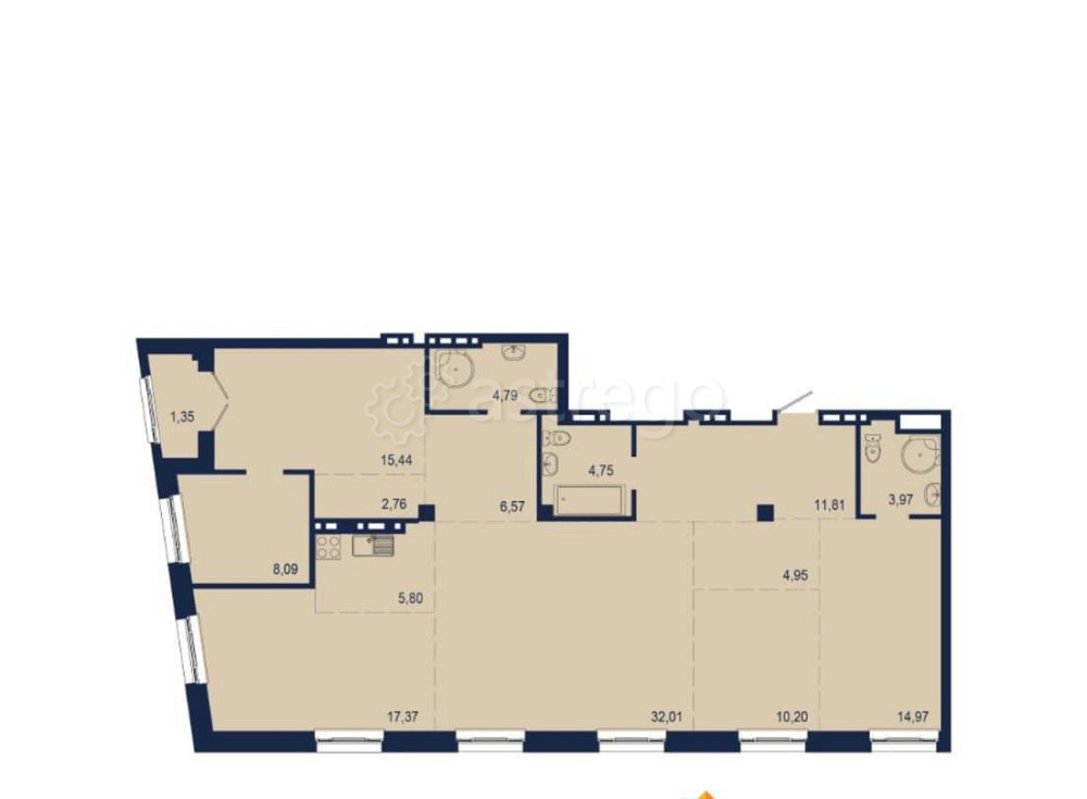 6-комн. квартира, 144.83 м2, 7/9 эт. Уфа - изображение 1