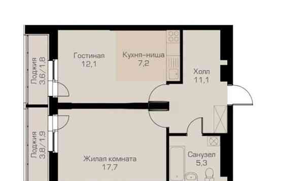 2-комн. квартира, 52.6 м2, 17/23 эт. Красноярск