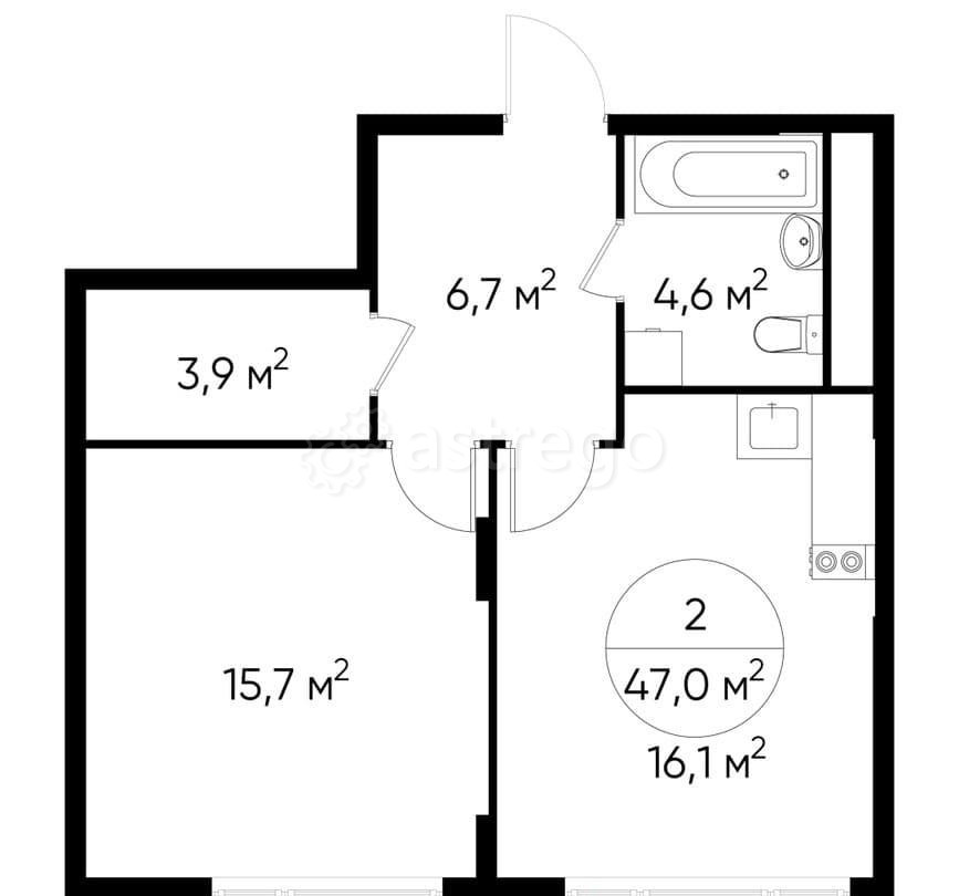 1-комн. квартира, 47 м2, 8/17 эт. Москва - изображение 1