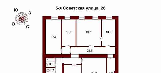 6-комн. квартира, 144.1 м2, 5/5 эт. Санкт-Петербург