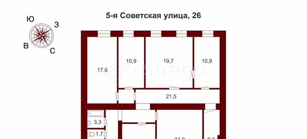 6-комн. квартира, 144.1 м2, 5/5 эт. Санкт-Петербург - изображение 5