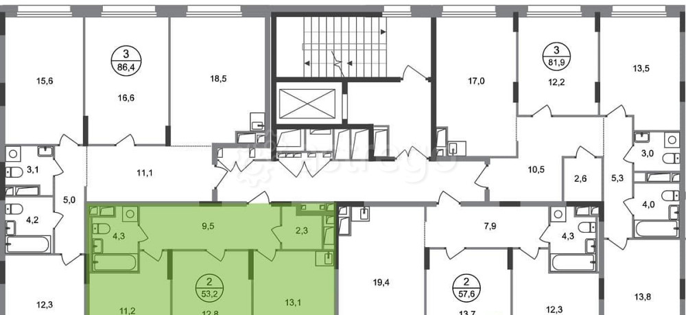 2-комн. квартира, 53 м2, 5/17 эт. Москва - изображение 6