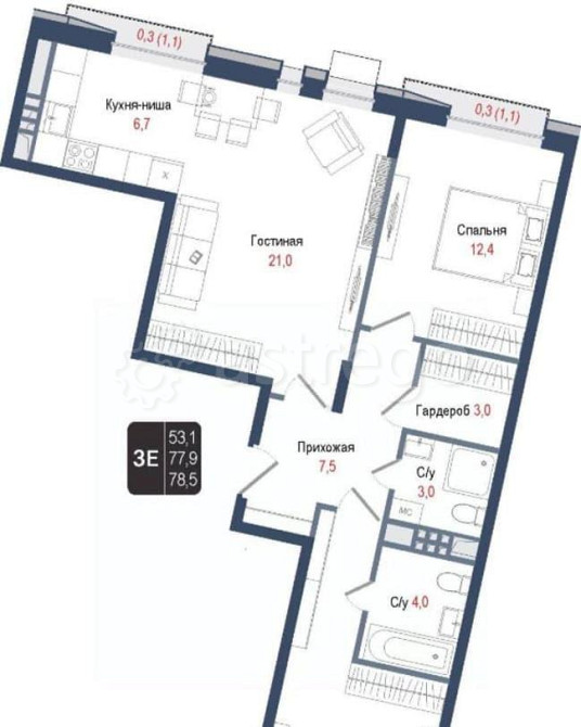 3-комн. квартира, 77.9 м2, 3/8 эт. Королев - изображение 4