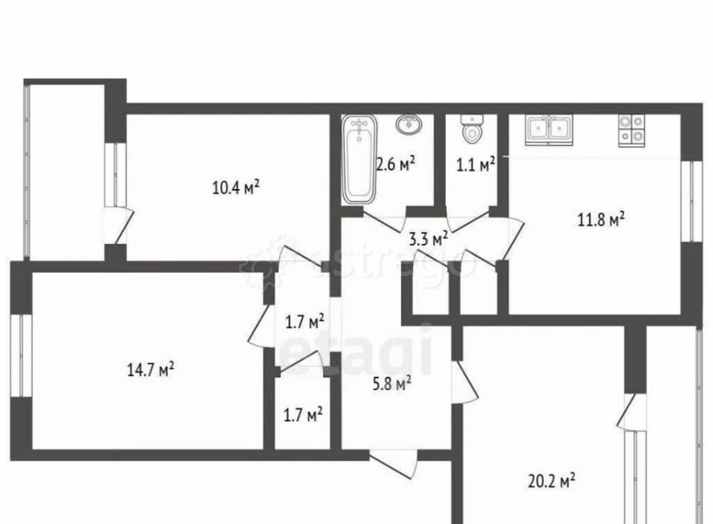3-комн. квартира, 73.4 м2, 3/9 эт. Архангельск - изображение 7