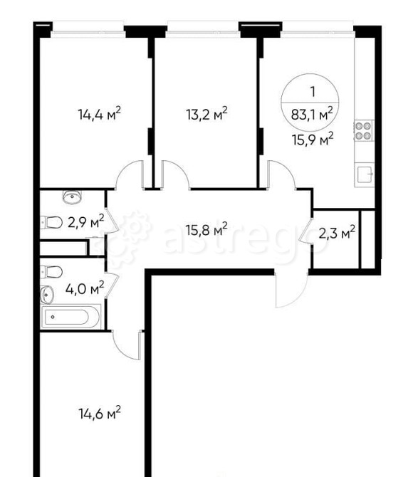 3-комн. квартира, 83 м2, 8/17 эт. Москва - изображение 1