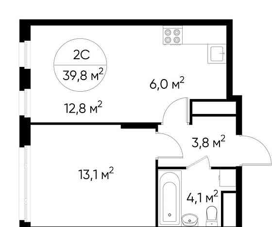 2-комн. квартира, 39 м2, 12/17 эт. Москва