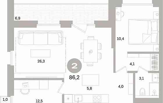 2-комн. квартира, 86.24 м2, 7/15 эт. Санкт-Петербург