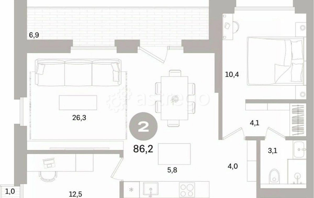 2-комн. квартира, 86.24 м2, 7/15 эт. Санкт-Петербург - изображение 2