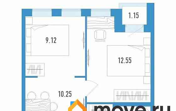 2-комн. квартира, 39.94 м2, 5/12 эт. Санкт-Петербург