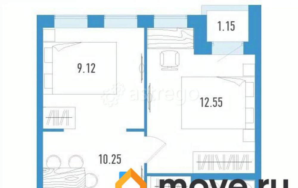 2-комн. квартира, 39.94 м2, 5/12 эт. Санкт-Петербург - изображение 1