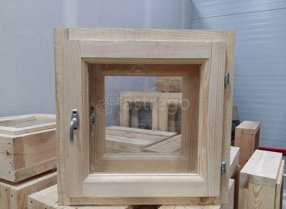 Оконный блок 500х500х130 (сосна, 2-е створки стекло,фурнитура) Екатеринбург - изображение 1