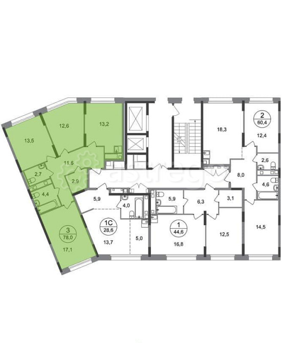 3-комн. квартира, 78 м2, 2/17 эт. Москва - изображение 2