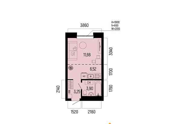 1-комн. квартира, 25.33 м2, 14/25 эт. Уфа