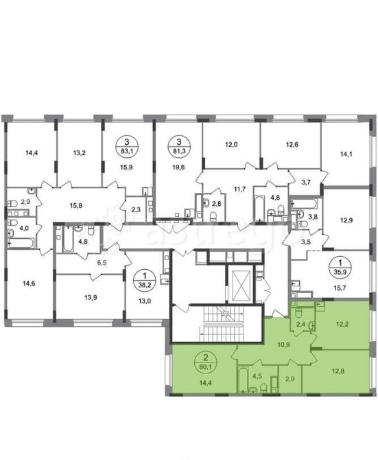 2-комн. квартира, 60 м2, 7/17 эт. Москва - изображение 3
