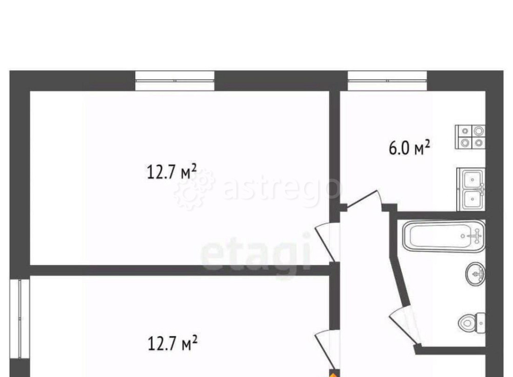 2-комн. квартира, 40.6 м2, 9/9 эт. Архангельск - изображение 4