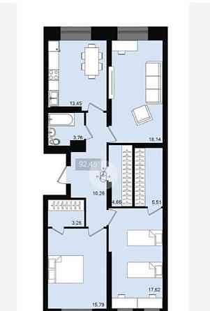 3-комн. квартира, 92.45 м2, 13/20 эт. Красноярск