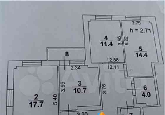 3-комн. квартира, 79.9 м2, 1/9 эт. Астрахань