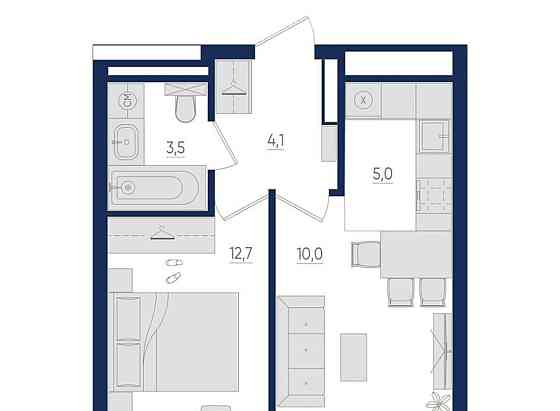 2-комн. квартира, 36.2 м2, 14/22 эт. Уфа