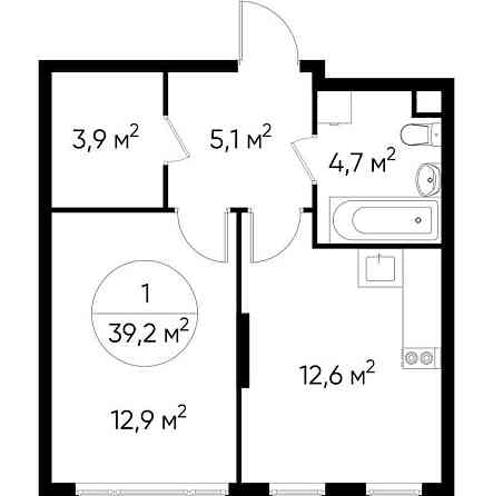 1-комн. квартира, 39 м2, 2/17 эт. Москва