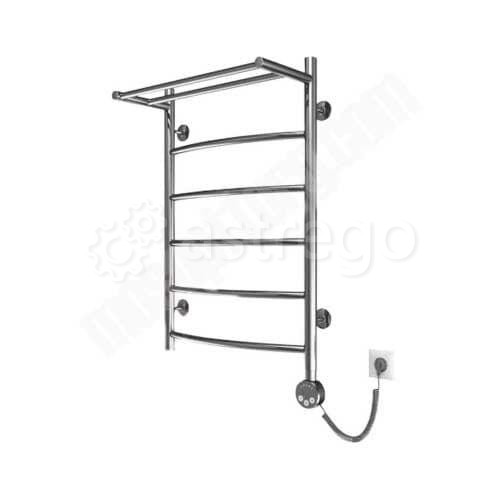 Полотенцесушитель электрический нержавеющая сталь Лесенка с полочкой 500х1000мм 6П ТЭН Уют Э-23-09 Э Москва - изображение 1