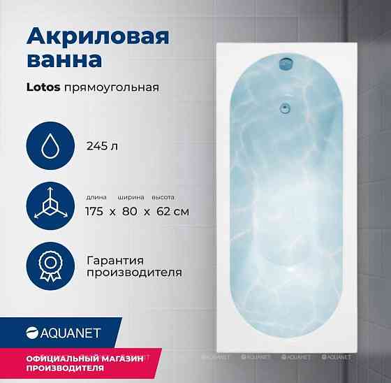 Акриловая ванна Aquanet Lotos 175x80 (с каркасом) Красноярск