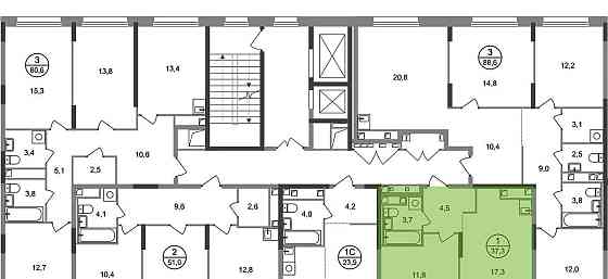 1-комн. квартира, 37 м2, 3/17 эт. Москва