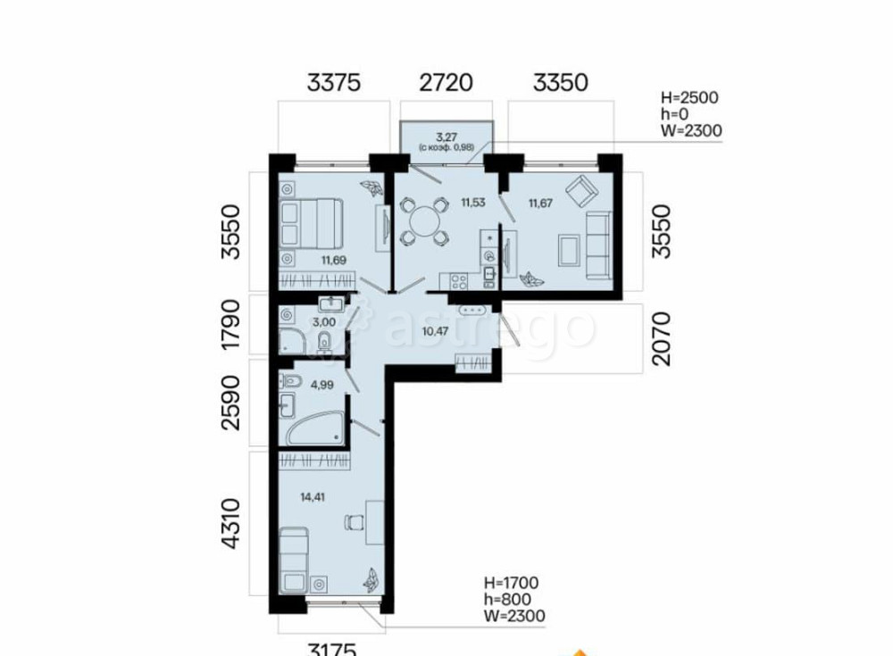 3-комн. квартира, 68.74 м2, 7/7 эт. Уфа - изображение 4
