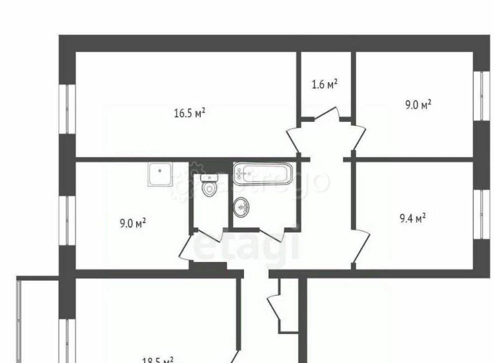 4-комн. квартира, 82.7 м2, 6/9 эт. Красноярск - изображение 1