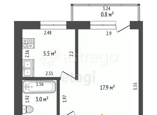 1-комн. квартира, 28.3 м2, 5/5 эт. Стерлитамак - изображение 7