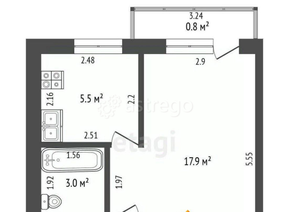 1-комн. квартира, 28.3 м2, 5/5 эт. Стерлитамак - изображение 7
