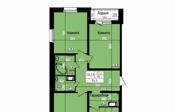 3-комн. квартира, 104.6 м2, 4/23 эт. Санкт-Петербург