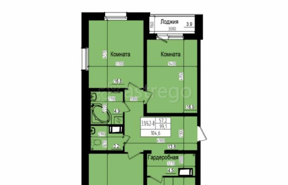 3-комн. квартира, 104.6 м2, 4/23 эт. Санкт-Петербург - изображение 1