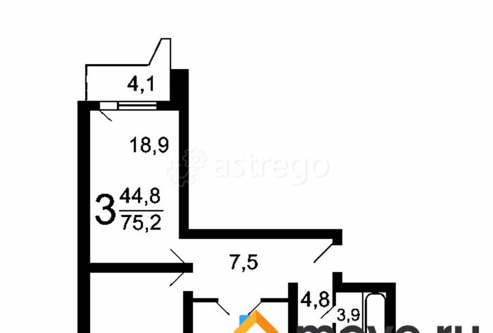 3-комн. квартира, 74 м2, 16/17 эт. Москва - изображение 4