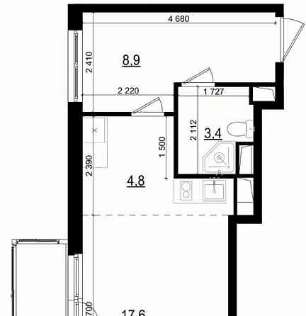 Студия, 35.9 м2, 18/25 эт. Одинцово