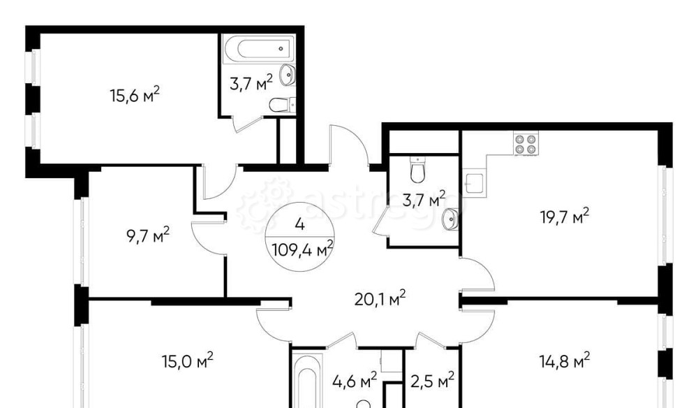 4-комн. квартира, 109 м2, 16/17 эт. Москва - изображение 2