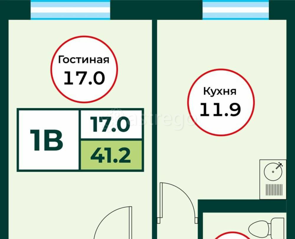 1-комн. квартира, 41.2 м2, 1/8 эт. Емельяново - изображение 1