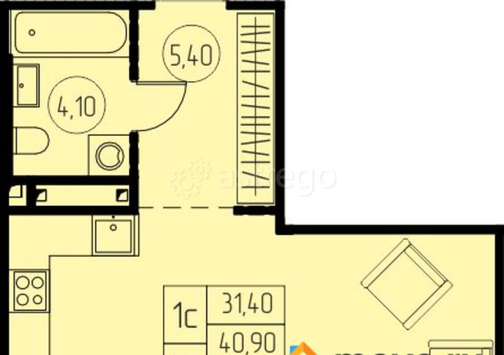 Студия, 40.9 м2, 23/28 эт. Пушкино - изображение 1