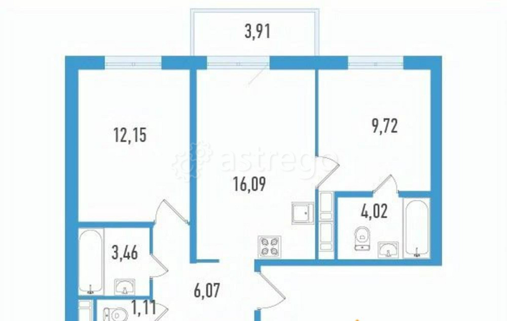 3-комн. квартира, 65.87 м2, 8/12 эт. Санкт-Петербург - изображение 2